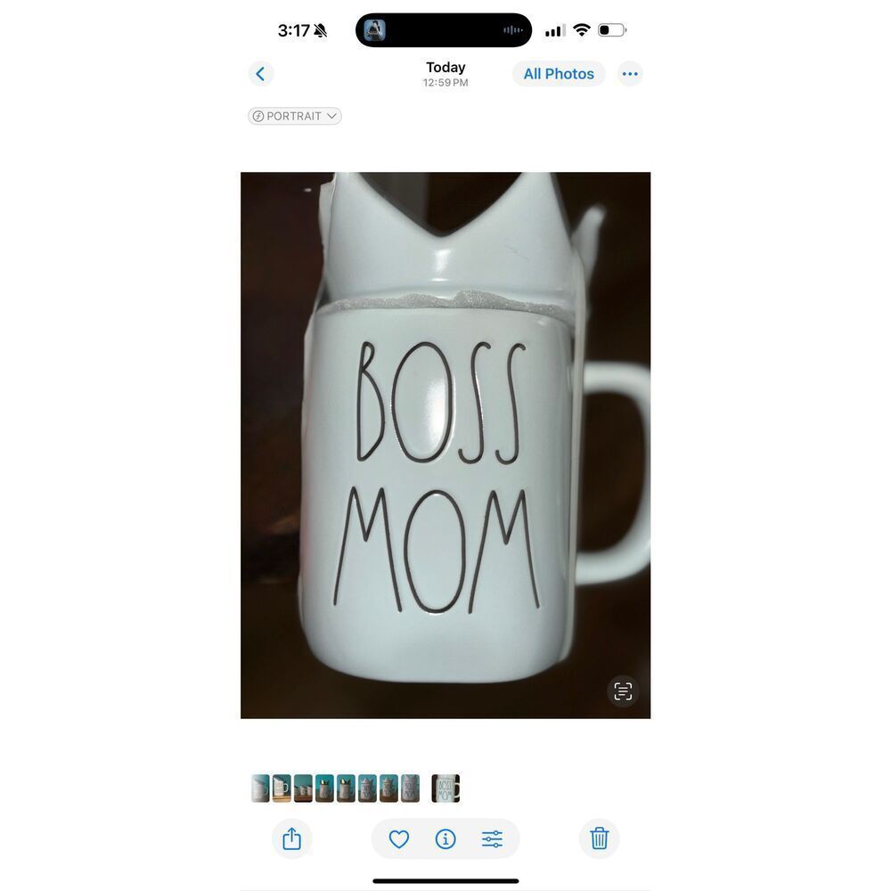 Rae Dunn BOSS MOM Crown Topper Ceramic Mug   Blue